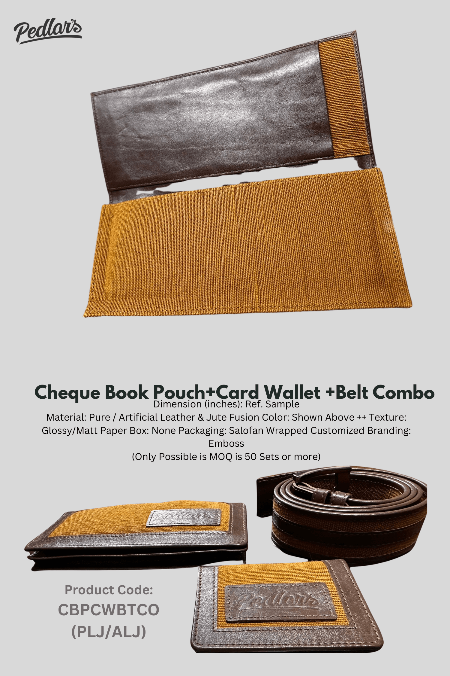Cheque Book Pouch+Card Wallet+Belt Combo