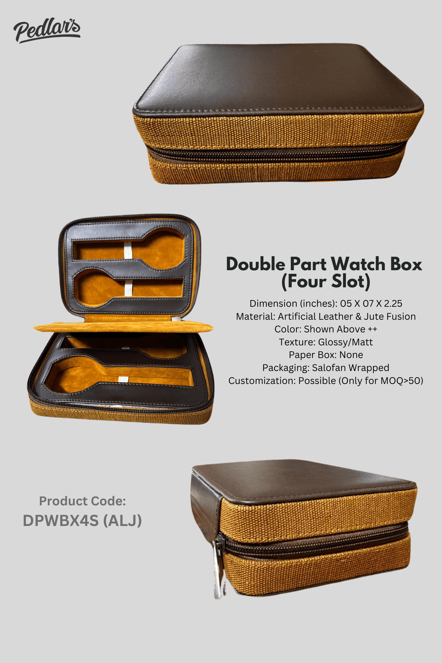 Double Part Watch Box (Four Slot)